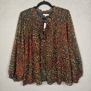 Maurices Top Women 1X Black Floral Dark Forrest Fairy Cottagecore Peasant Sheer
